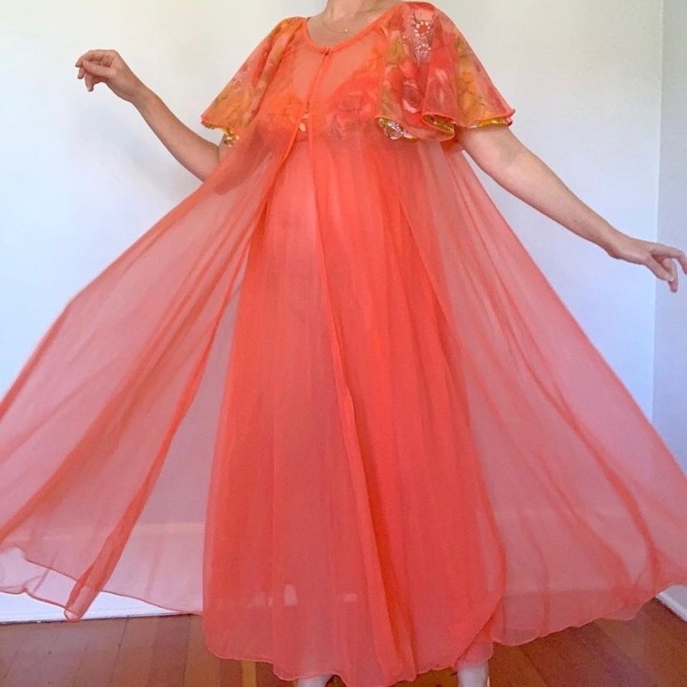 Vintage 2 piece peignoir set, 1960s